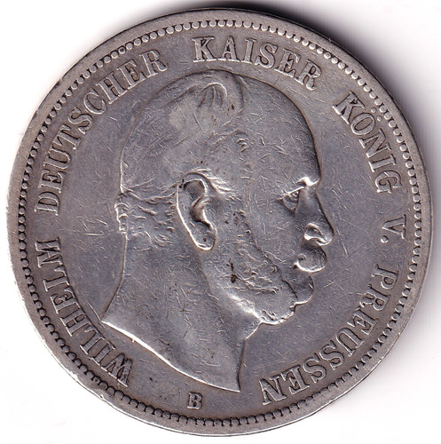 Preussen 1875 5 mark - av-vd,