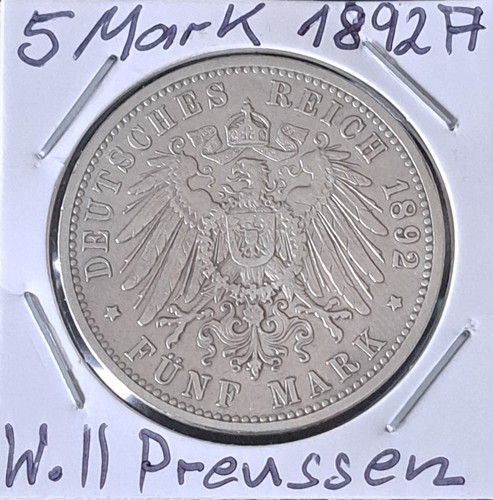 Preußen wilhelm 5 mark - 5,